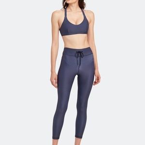 THE UPSIDE navy blue polka dot yoga outfit size XS